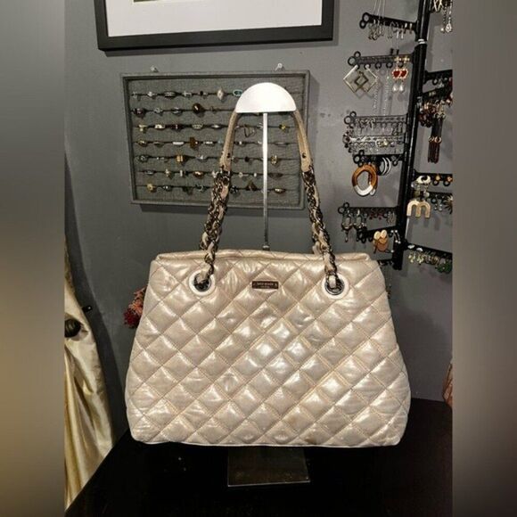 Kate Spade Gold Coast Quilted Champagne Tote Satchel - Picture 1 of 7
